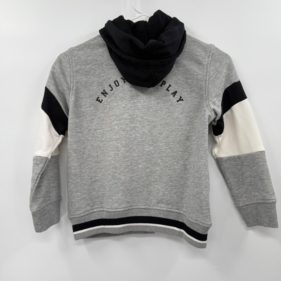 Zara Kids Size 7 Gray Black Color Block‎ Hoodie Jacket Varsity Style - Picture 8 of 10